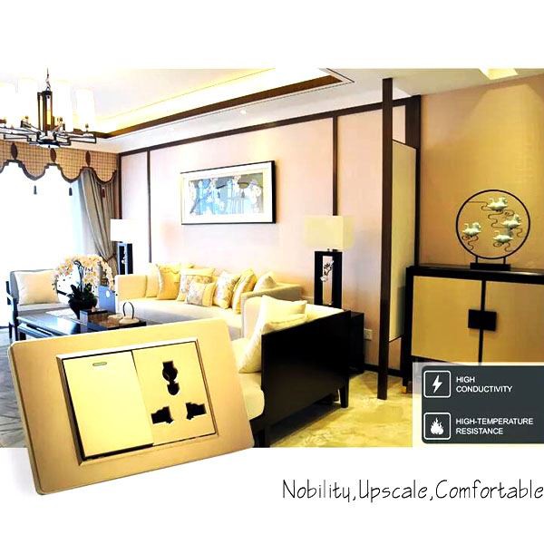 Multifunkčné osvetlenie, elektrický nástenný vypínač a veľký panel so zásuvkou